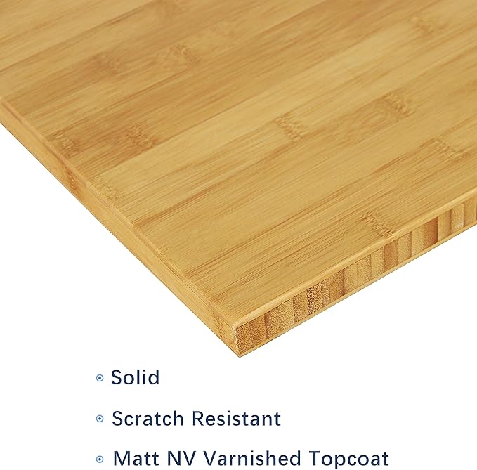 VWINDESK 60 x 30 x 1 Inch 100% Solid Bamboo Desk Table Top Only,for Standing Desk Home Office Desk with 60mm grommets(Right Angle) - LeafyLoom