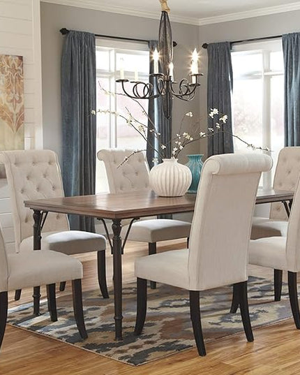 Signature Design by Ashley Tripton Classic Tufted Upholstered Armless Dining Chair, Set of 2, Beige - LeafyLoom
