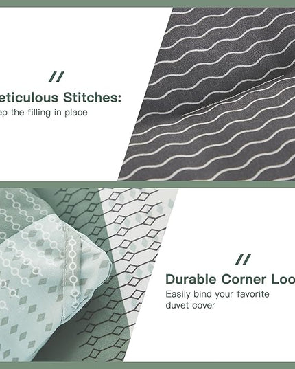 Litanika Queen Comforter Set Sage Green - 3 Pieces Lightweight Bedding Comforter Sets, Light Green White Colorblock Stripe Fluffy Bed Set, All Season Down Alternative - LeafyLoom
