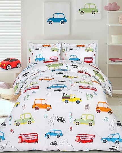 Utopia Bedding All Season Car Comforter Set with 2 Pillow Cases, 3 Piece Soft Brushed Microfiber Kids Bedding Set for Boys/Girls, Machine Washable (Twin) - LeafyLoom