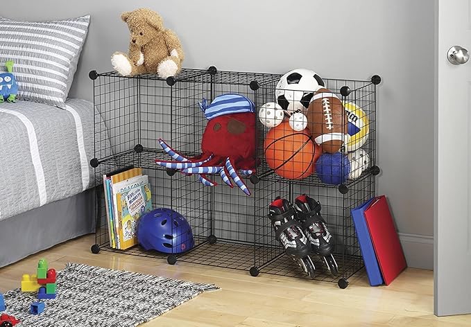 TUMUCUTE Wire Cube Storage Organizer, Metal Storage Shelves Bookshelf, Stackable Modular Closet Organizer for Bedroom Living Room, Office, Storage Shelves (6 Cubes, Iron) - LeafyLoom