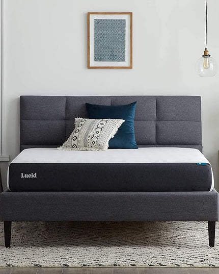 Lucid 8 Inch Twin XL Mattress - Plush Gel Memory Foam Mattress – Bamboo Charcoal Foam –Gel Infused- Hypoallergenic Foam Mattress - LeafyLoom