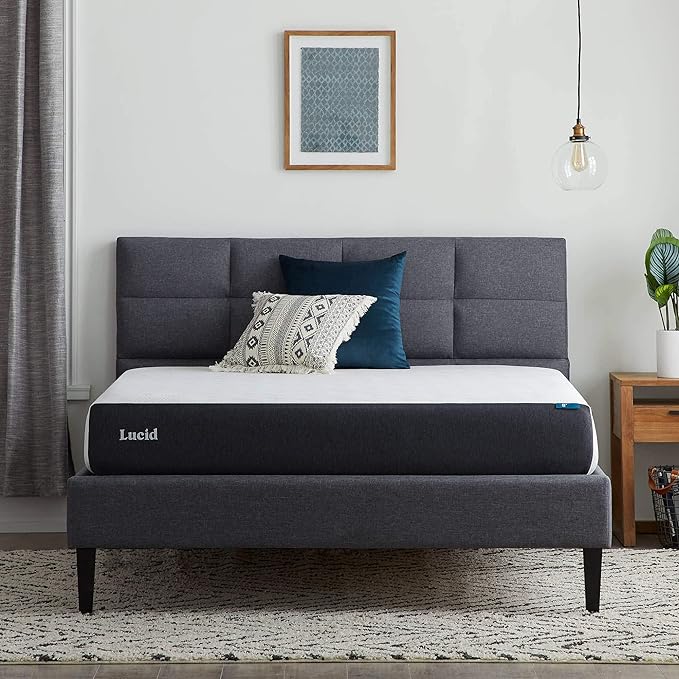 Lucid 8 Inch Queen Mattress - Firm Gel Memory Foam Mattress – Bamboo Charcoal Foam –Gel Infused- Hypoallergenic Foam Mattress - LeafyLoom
