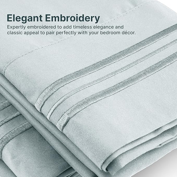 Twin XL Size 3 Piece Sheet Set - Comfy Breathable & Cooling Sheets - Hotel Luxury Bed Sheets for Women & Men - Deep Pockets, Easy-Fit, Soft & Wrinkle Free Sheets - Ice Blue Oeko-Tex Bed Sheet Set - LeafyLoom