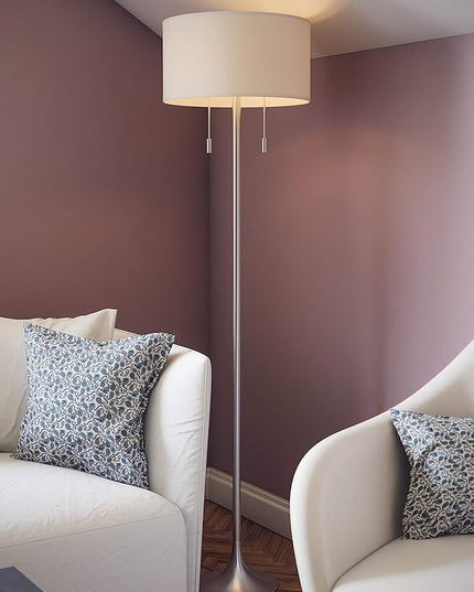 Kenroy Home 21405BS Stowe Floor Lamp with Brushed Steel Finish, Modern Style, 61" Height, 19" Width, 19" Depth - LeafyLoom
