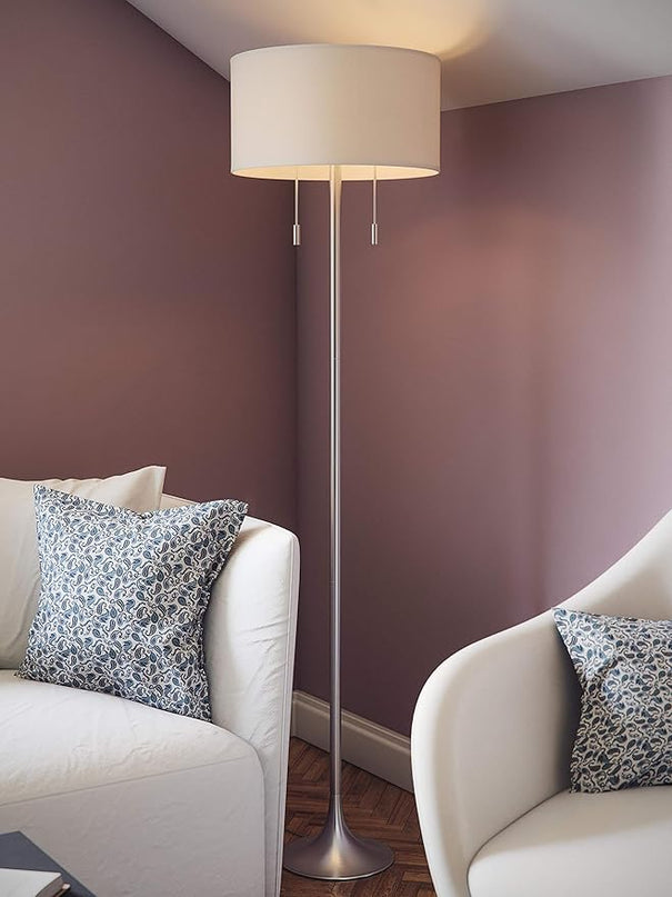 Kenroy Home 21405BS Stowe Floor Lamp with Brushed Steel Finish, Modern Style, 61" Height, 19" Width, 19" Depth - LeafyLoom