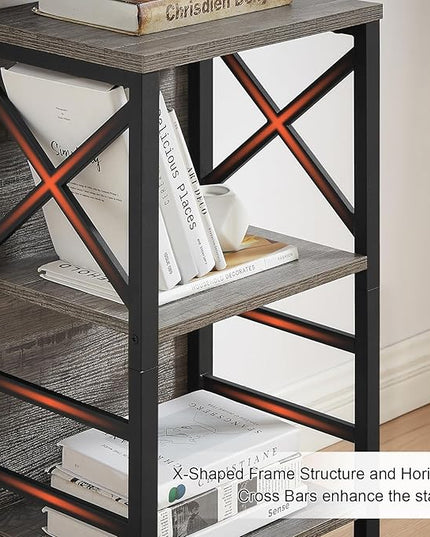 Bookcase, Industrial Small Bookshelf,3-Tier Bookcase Storage Organizer, Small Book Shelf for Small Spaces, Living Room, Bedroom and Home Office, Gray - LeafyLoom