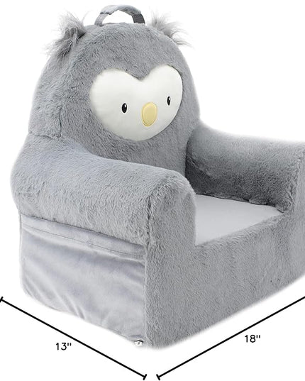 Soft Landing Grey Sweet Seats | Premium Character Chair with Carrying Handle & Side Pockets Owl - LeafyLoom