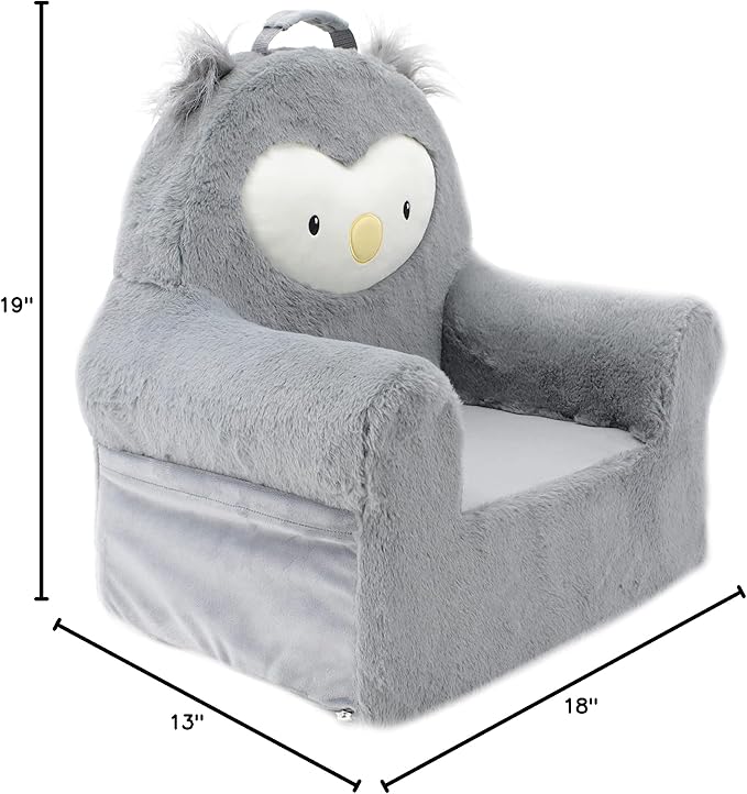 Soft Landing Grey Sweet Seats | Premium Character Chair with Carrying Handle & Side Pockets Owl - LeafyLoom