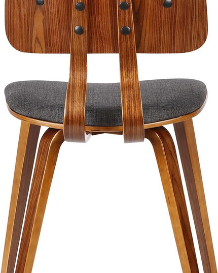 Armen Living Jaguar Dining Chair in Charcoal Fabric and Walnut Wood Finish,Charcoal/Walnut Finish 20D x 18W x 29H in - LeafyLoom
