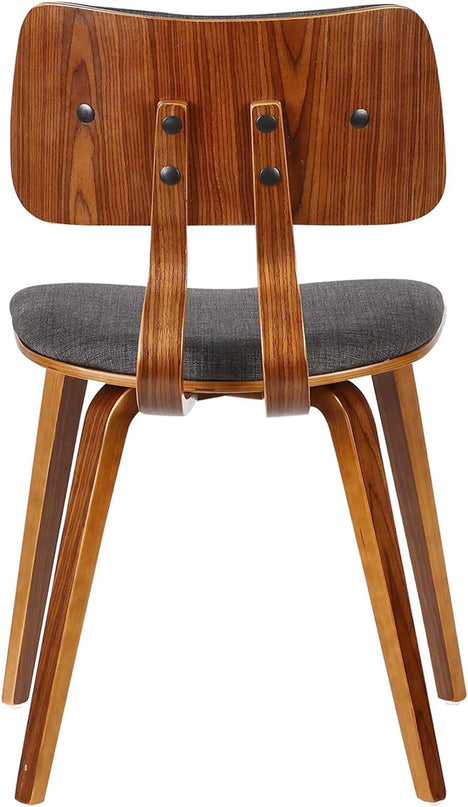 Armen Living Jaguar Dining Chair in Charcoal Fabric and Walnut Wood Finish,Charcoal/Walnut Finish 20D x 18W x 29H in - LeafyLoom