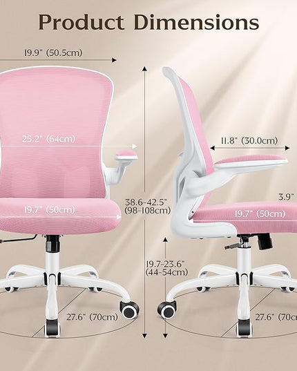 FelixKing Office Chair, Ergonomic Desk Chairs with Wheels Home Mesh Chair Adjustable Lumbar Support and Height, Ergo Chair for Working Gaming Use (Pink) - LeafyLoom
