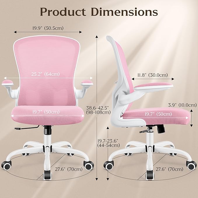 FelixKing Office Chair, Ergonomic Desk Chairs with Wheels Home Mesh Chair Adjustable Lumbar Support and Height, Ergo Chair for Working Gaming Use (Pink) - LeafyLoom