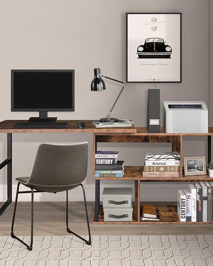 Tektalk Rotatable Corner Table Retro Desk Corner Computer Desk PC Laptop Study Table Workstation Home Office - LeafyLoom
