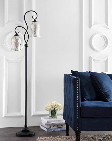 Safavieh FLL4058A Claudia Black 63.5-inch 2-Light (LED Bulbs Included) Floor Lamp - LeafyLoom