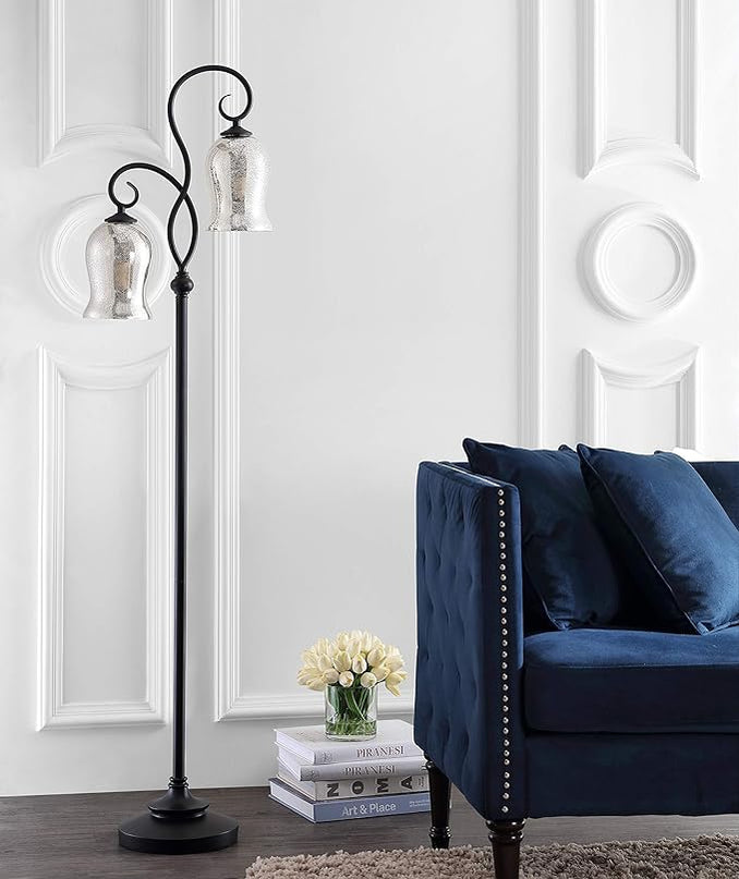 Safavieh FLL4058A Claudia Black 63.5-inch 2-Light (LED Bulbs Included) Floor Lamp - LeafyLoom