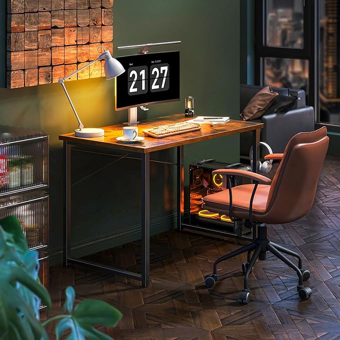 Coleshome 40 Inch Computer Desk, Modern Simple Style Desk for Home Office, Study Student Writing Desk, Vintage - LeafyLoom