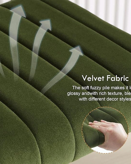 ONEVOG Green Velvet Dining Chairs Set of 2, Upholstered kitchen Dining Room Chair, Comfy Green Chair with Black Metal Legs, Cantilevered Design Chair for Bedroom, Living Room - LeafyLoom