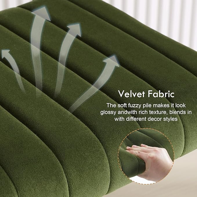 ONEVOG Green Velvet Dining Chairs Set of 2, Upholstered kitchen Dining Room Chair, Comfy Green Chair with Black Metal Legs, Cantilevered Design Chair for Bedroom, Living Room - LeafyLoom