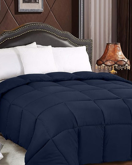 Utopia Bedding All Season 250 GSM Comforter - Soft Down Alternative Comforter - Plush Siliconized Fiberfill Duvet Insert - Box Stitched (King/Cal King, Navy) - LeafyLoom