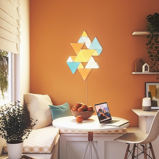 Nanoleaf Shapes Triangles and Mini Triangles WiFi and Thread Smart RGBW LED Dimmable Gaming and Home Decor Wall Lights Smarter Kit (17 Pack) NANOLEAF