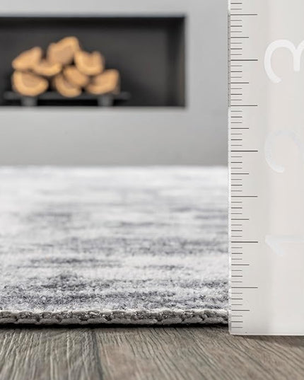 nuLOOM Alva Faded Abstract Machine Washable Ultra Thin Runner Rug, 2' 6" x 8', Light Grey - LeafyLoom