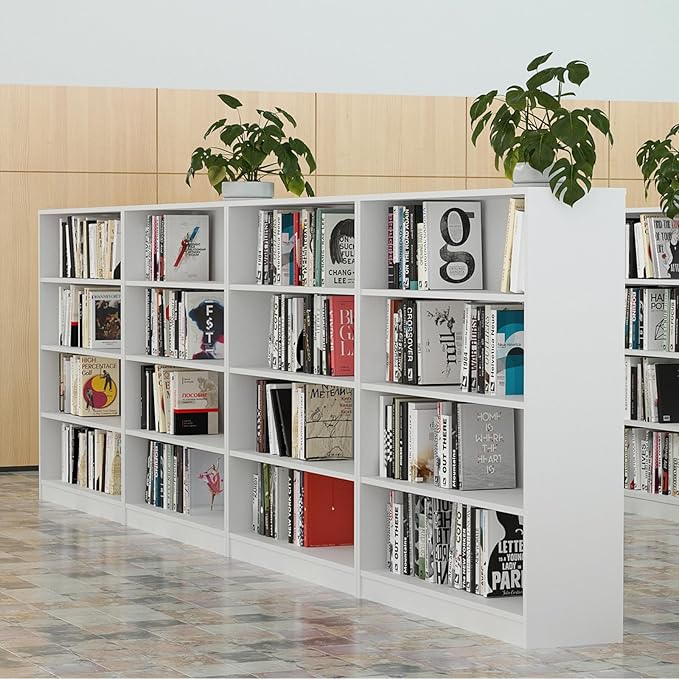 Farini 4 Shelf boockase Display Bookcase Freestanding Wooden Bookshelves for Home Office Living Room,48 Inch Height,White - LeafyLoom