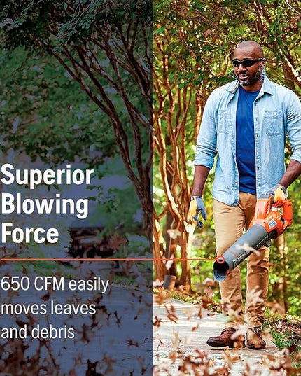 Husqvarna 230iB Battery Powered Cordless Leaf Blower, 136-MPH 650-CFM Electric Leaf Blower with Brushless Motor and Quiet Operation, 40V Lithium-Ion Battery and Charger Included - LeafyLoom