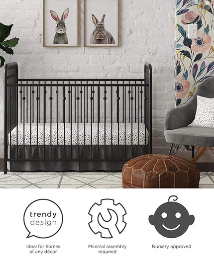 Little Seeds Monarch Hill Ivy Metal Baby Crib, Black - LeafyLoom