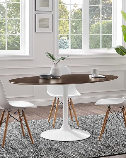 Modway Lippa Dining Table, 60", White Cherry Walnut - LeafyLoom
