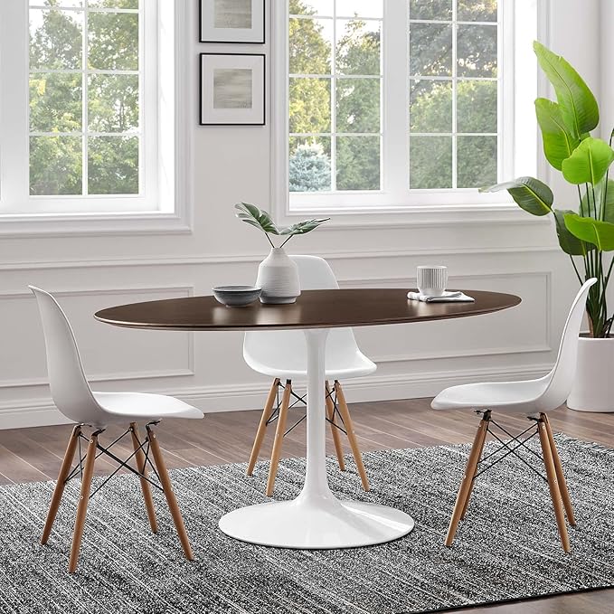 Modway Lippa Dining Table, 60", White Cherry Walnut - LeafyLoom