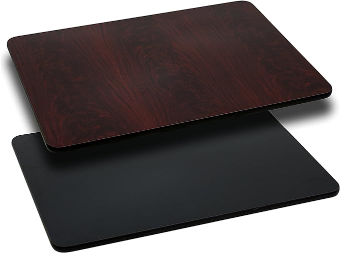Flash Furniture Glenbrook 24'' x 30'' Rectangular Table Top with Black or Mahogany Reversible Laminate Top - LeafyLoom