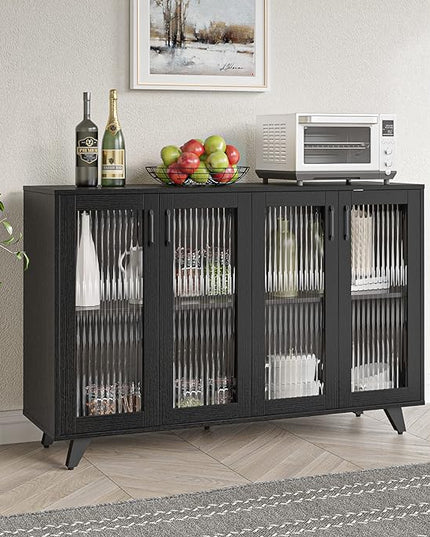 Panana Kitchen Buffet Server Table Accent Sideboard Cupboard Server Buffet Console Table with Doors Cabinet (49inch, black) - LeafyLoom