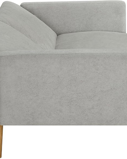 Folding Futon Sofa Tapered Wood Legs,Modern Space Saving Couch,Easily Converts to Single Bed,Easy Assembly,Multi-Functional Loveseat Ideal for Small Home Living Room,Grey, 76" - LeafyLoom