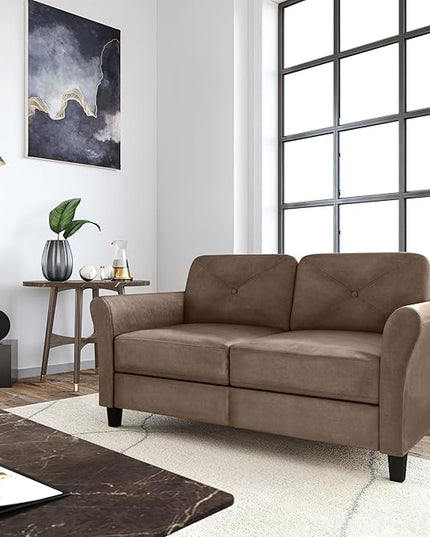 Lifestyle Solutions Harrington Loveseat Microfiber Brown - LeafyLoom