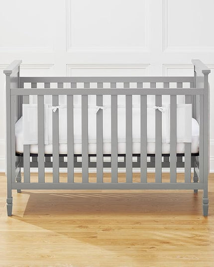 BreathableBaby Breathable Mesh Liner for Full-Size Cribs, Classic 3mm Mesh, White (Size 2FS Covers 2 Sides) - LeafyLoom