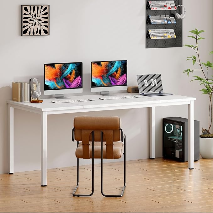 Need Large Computer Desk 70.8 x 31.5 inches Conference Table Large Office Desk Writing Table Workstation for Home Office,White 10FJGSAC3-180WW-ND - LeafyLoom