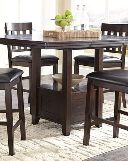 Signature Design by Ashley Haddigan Traditional Rectangular 36" Counter Height Dining Extension Table, Dark Brown - LeafyLoom