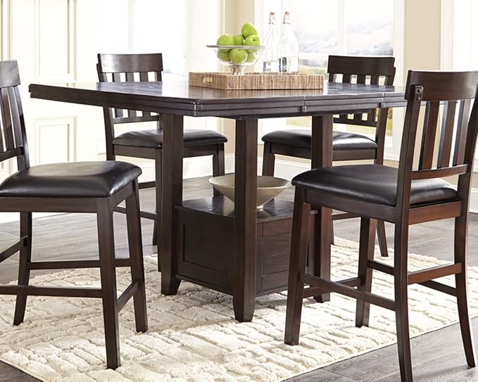 Signature Design by Ashley Haddigan Traditional Rectangular 36" Counter Height Dining Extension Table, Dark Brown - LeafyLoom