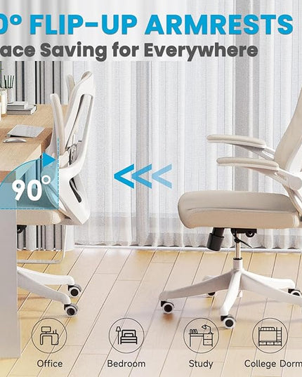 Ergonomic Office Chair - Comfy Desk Chairs with Wheels and Arms, 450LB Heavy Duty Mesh Computer Chair with Comfortable Lumbar Back Support for Home, Office, Study, Bedroom and College Dorm - LeafyLoom