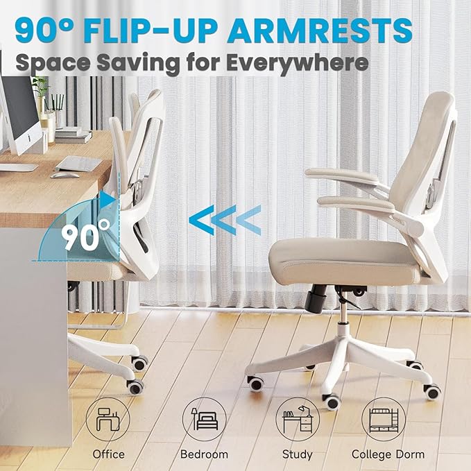 Ergonomic Office Chair - Comfy Desk Chairs with Wheels and Arms, 450LB Heavy Duty Mesh Computer Chair with Comfortable Lumbar Back Support for Home, Office, Study, Bedroom and College Dorm - LeafyLoom