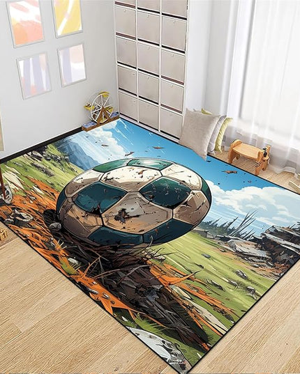 Football Rug for Boys Bedroom - Kids Rug Football Rug Basketball Rugs for Teen Boys Bedroom Football Carpet for Boys Bedroom Football Rugs for Boys Girls Sports Room,3'×5' - LeafyLoom