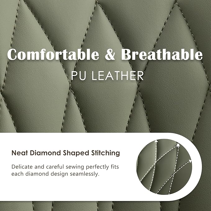 YOUNUOKE Office Desk Chair, Comfy Home Office Chairs, Small Comfortable Desk Chairs with Wheels, Armless PU Leather Chairs for Computer Conference, Olive - LeafyLoom