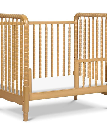 DaVinci Jenny Lind 3-in-1 Convertible Mini Crib in Honey, Removable Wheels, Greenguard Gold Certified - LeafyLoom