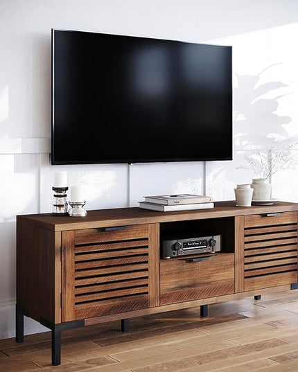 Bme, Millie Rustic TV Stand, Rustic Chestnut & Millie Rustic Side Table, Rustic Chestnut - LeafyLoom