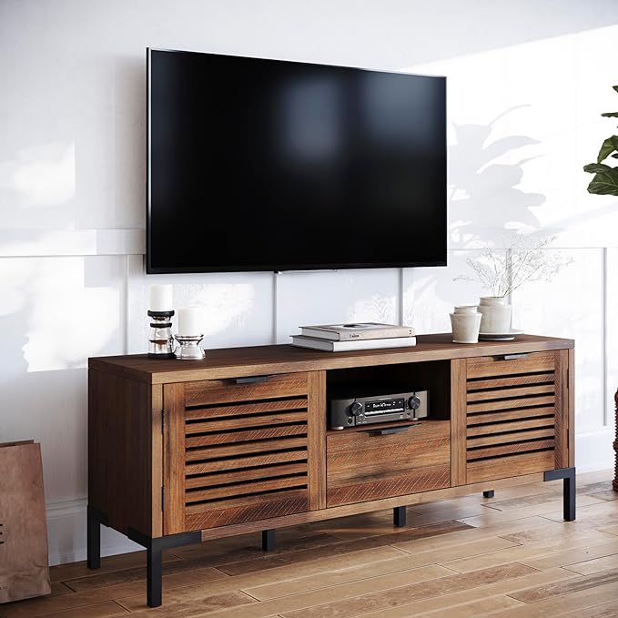 Bme, Millie Rustic TV Stand, Rustic Chestnut & Millie Rustic Side Table, Rustic Chestnut - LeafyLoom