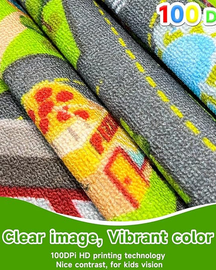 2 Packs Kids Rugs Car Play Mat Traffic Road Carpet for Car City Life Map Play Rug 31.5"×59" for Playroom Educational Mat Area Rug, Kid Playtime Collection Toddler Car Track Rug （2P: A+B - LeafyLoom