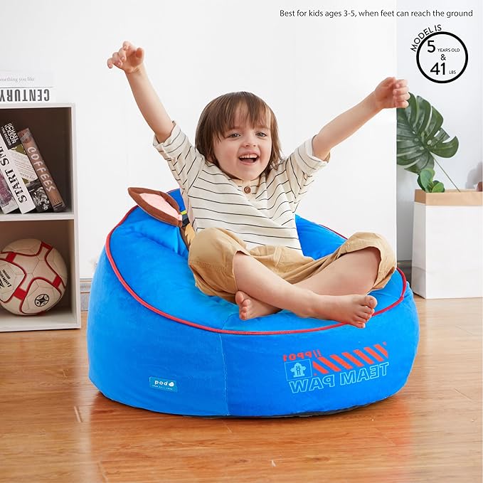 Idea Nuova Paw Patrol The Mighty Movie Hillside by pod Plush Kids Bean Bag Chair, 24" Wx24 Dx17 H - LeafyLoom