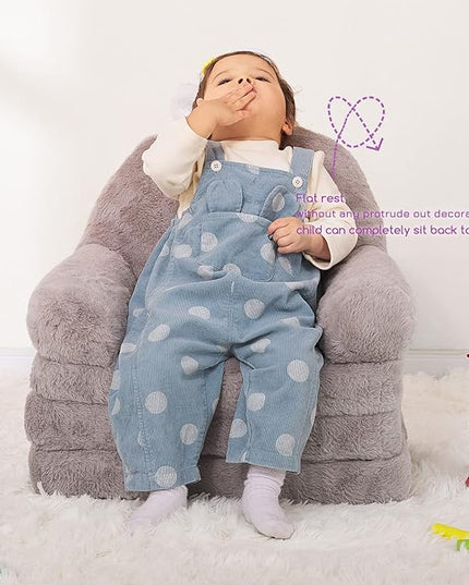 Kids Couch Fold Out Soft Toddler Chairs,Toddler Armrest Chair Bed for Play,Gift for 0-3 Years,Grey Bunny - LeafyLoom