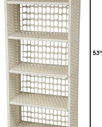 Oriental Furniture 53" Natural Fiber Shelving Unit - White - LeafyLoom